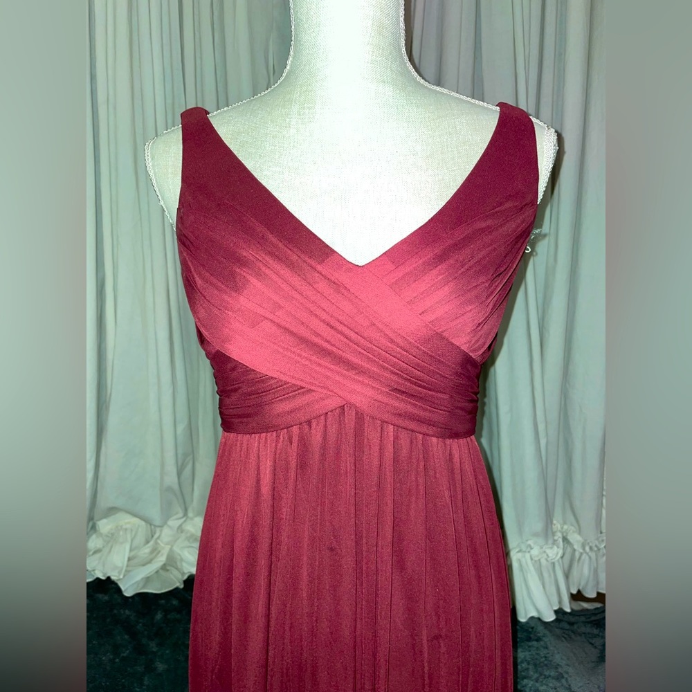 David’s bridal, bridesmaids gown, burgundy size 0